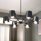 Modern Black Metal Bucket Round Pendant Chandelier Image - 2