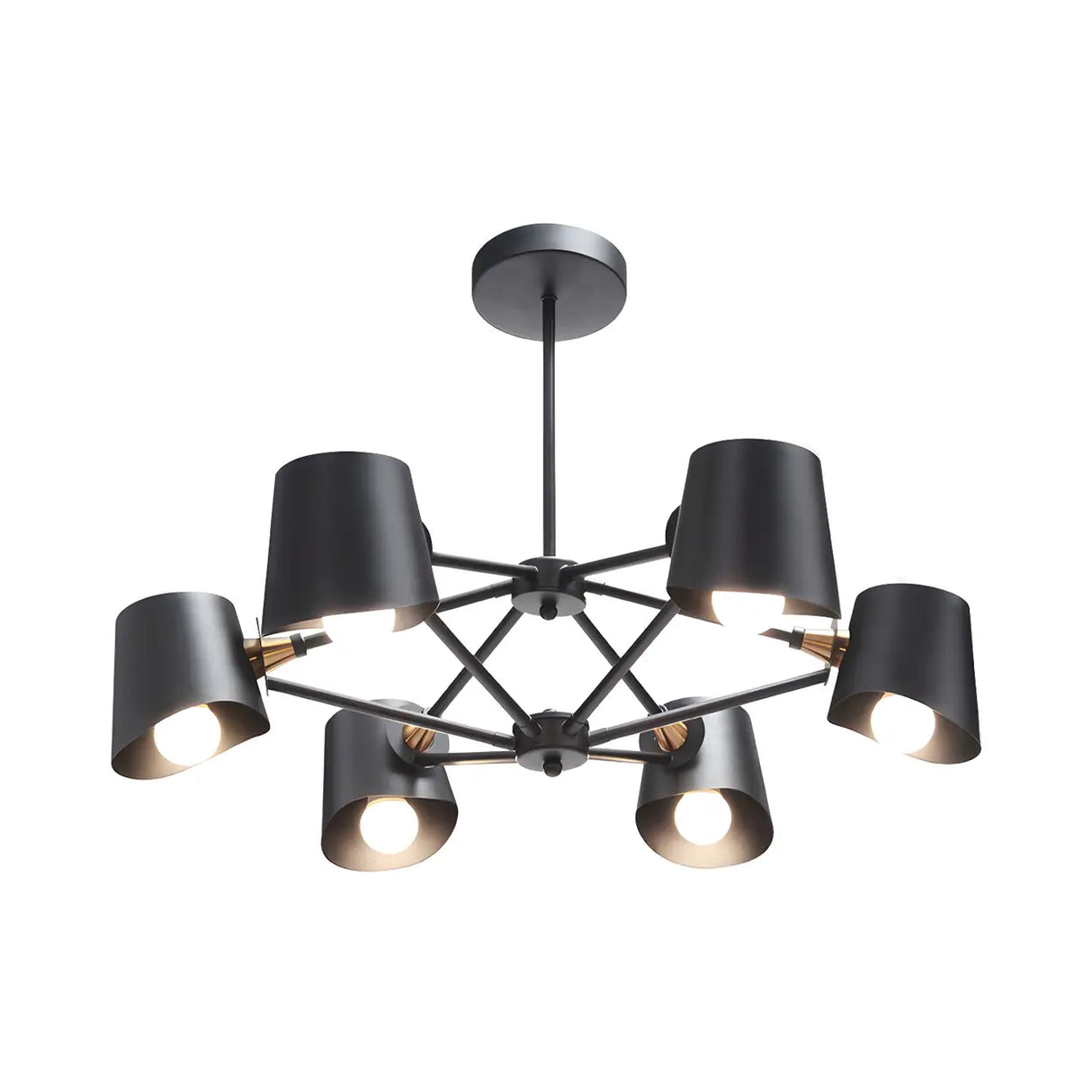 Modern Black Metal Bucket Round Pendant Chandelier Image - 3