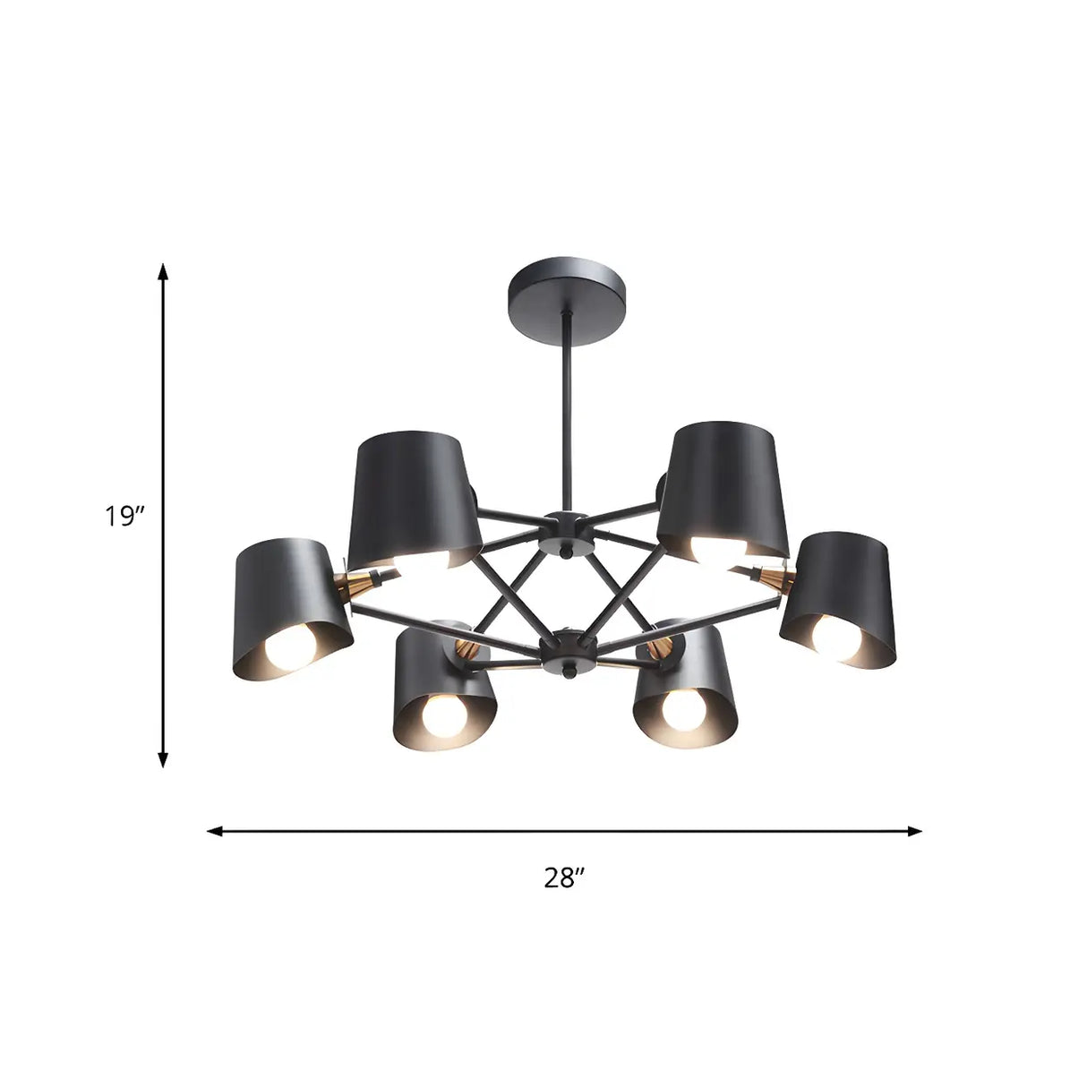 Modern Black Metal Bucket Round Pendant Chandelier 