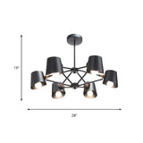 Modern Black Metal Bucket Round Pendant Chandelier #size