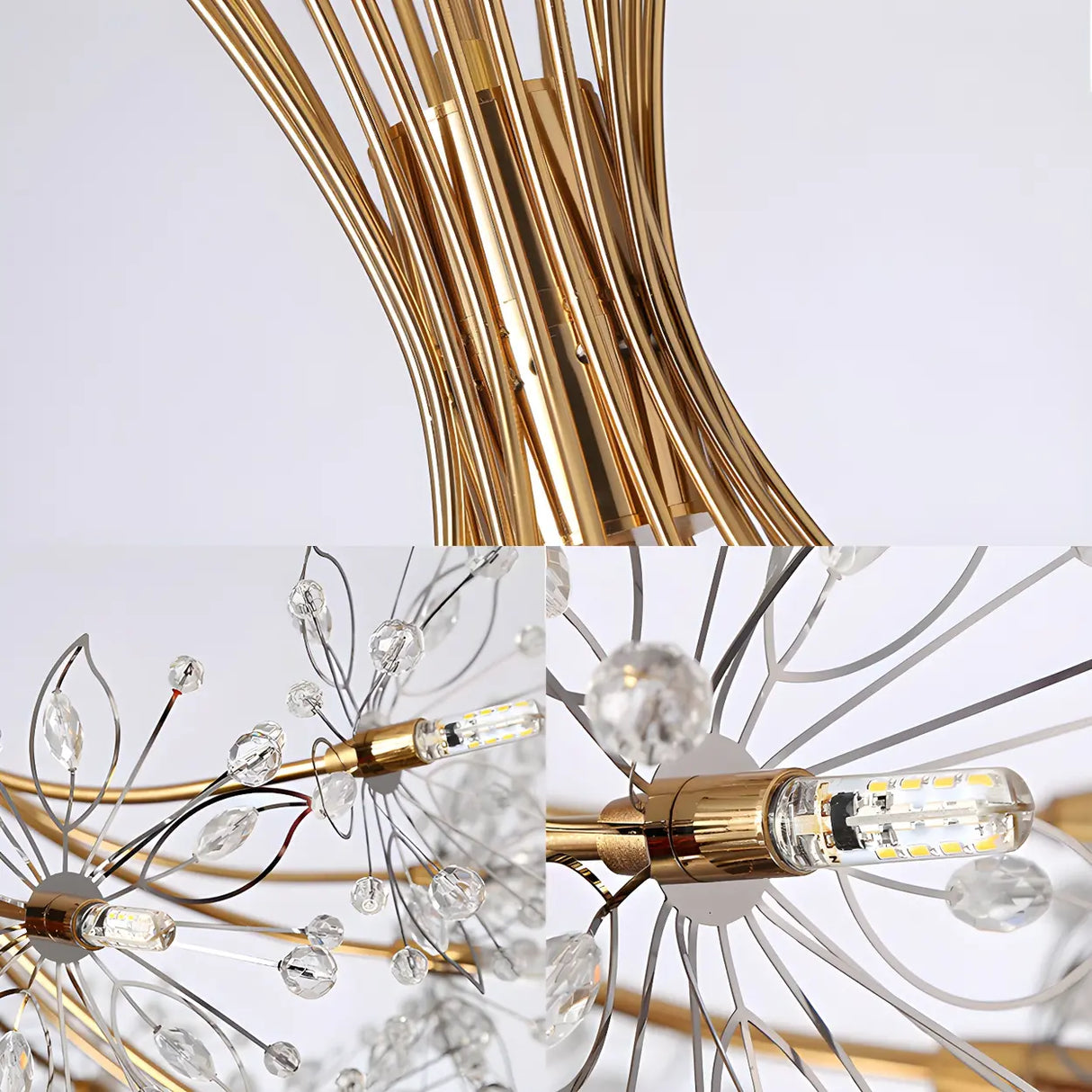 Modern Black Metal Clear Crystal Flower Bouquet Chandelier Image - 10