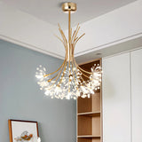 Modern Black Metal Clear Crystal Flower Bouquet Chandelier Image - 12