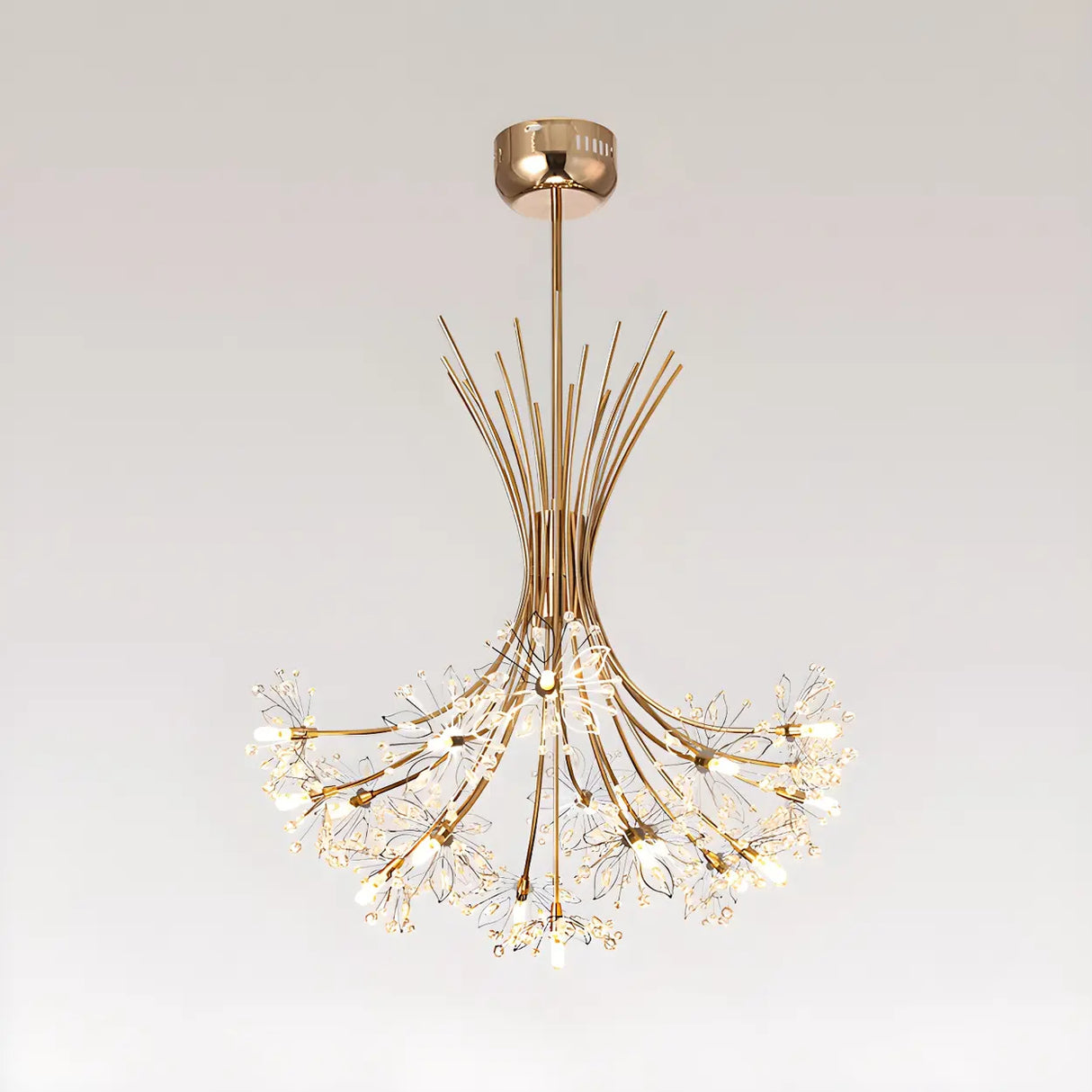 Modern Black Metal Clear Crystal Flower Bouquet Chandelier Image - 13