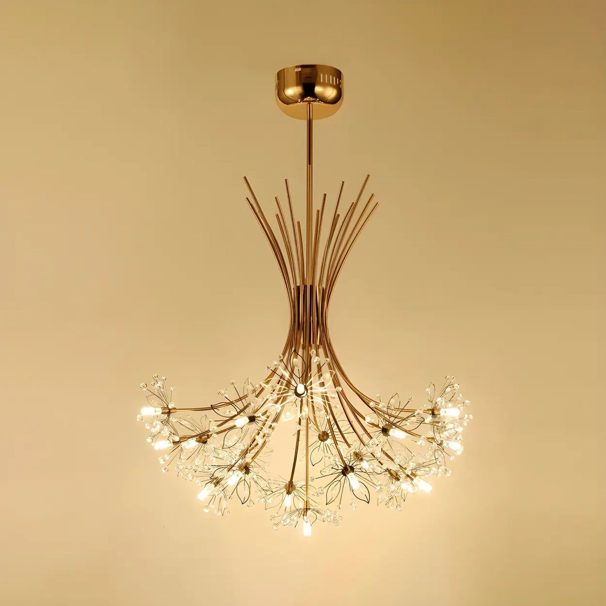 Modern Black Metal Clear Crystal Flower Bouquet Chandelier Image - 14