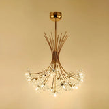 Modern Black Metal Clear Crystal Flower Bouquet Chandelier Image - 14
