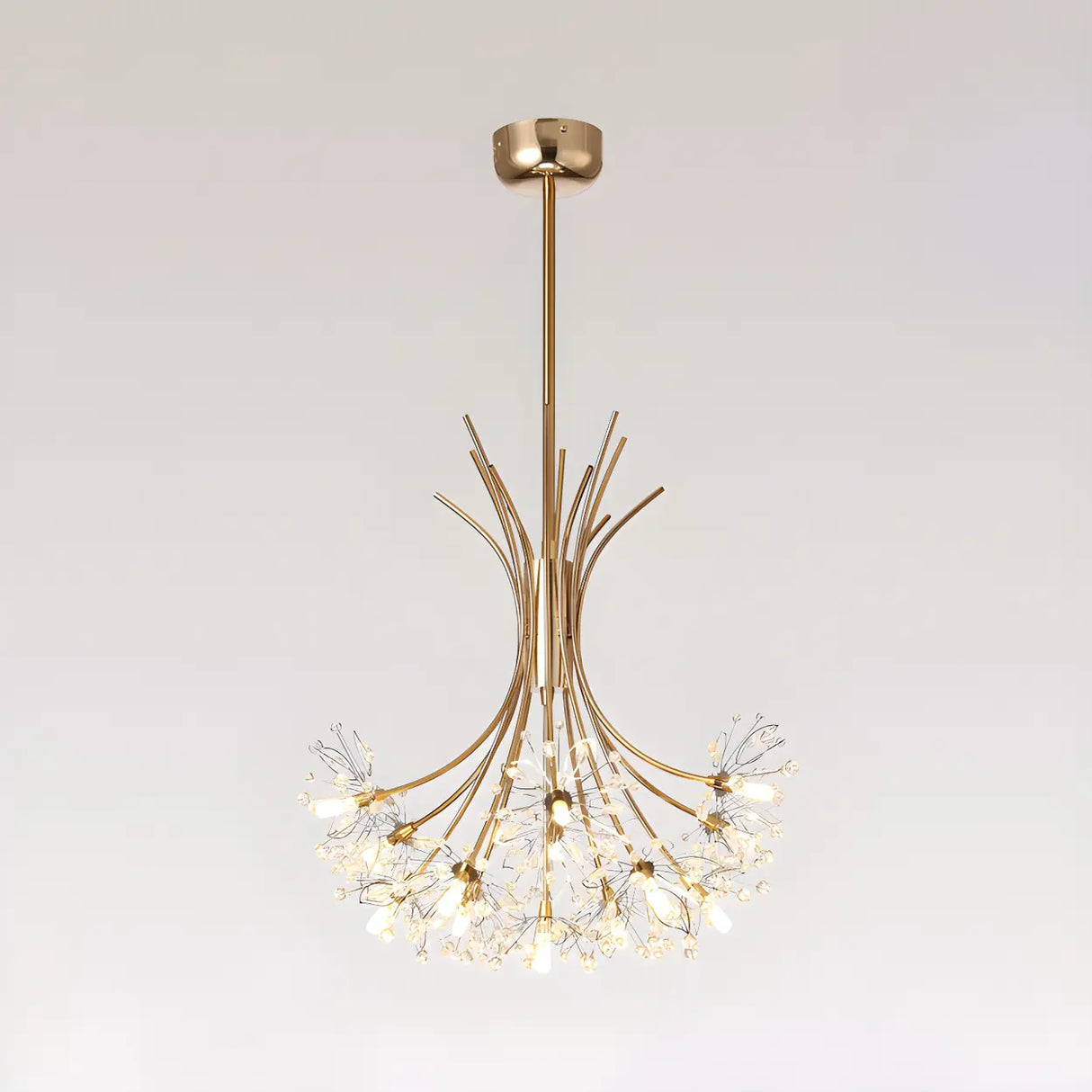 Modern Black Metal Clear Crystal Flower Bouquet Chandelier Image - 15