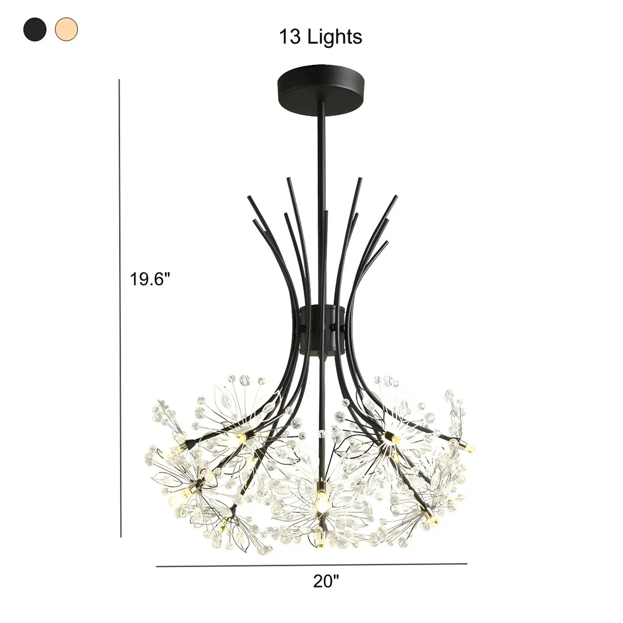 Modern Black Metal Clear Crystal Flower Bouquet Chandelier Image - 17