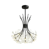 Modern Black Metal Clear Crystal Flower Bouquet Chandelier Image - 7