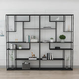 Modern Black Metal Geometric Open Etagere Bookcase Image - 1