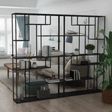 Modern Black Metal Geometric Open Etagere Bookcase Image - 3