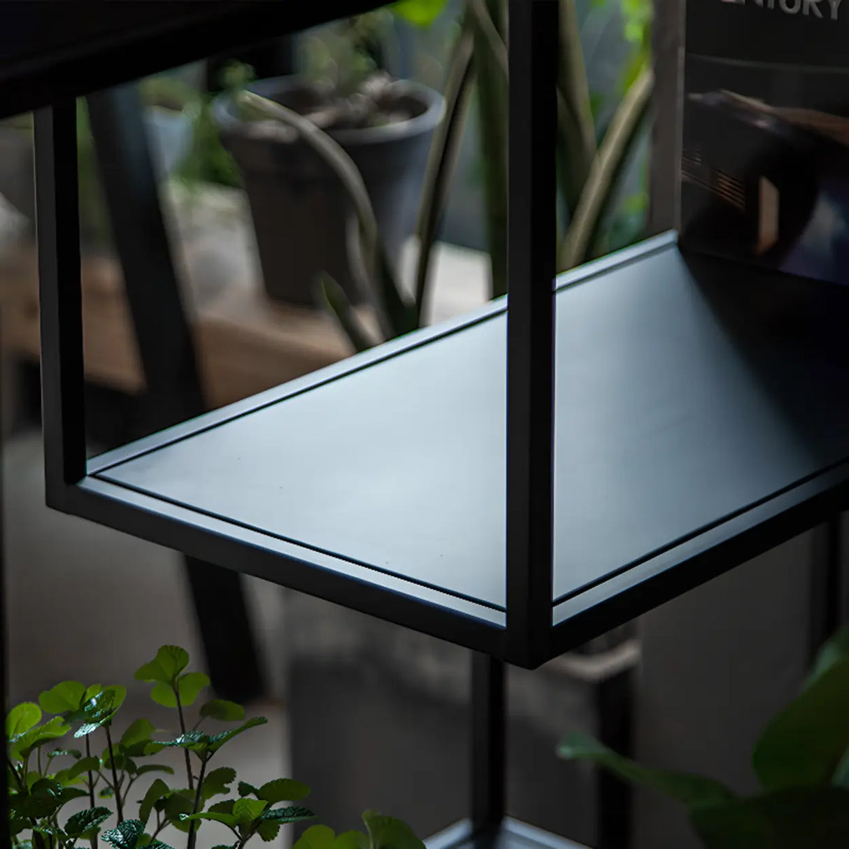 Modern Black Metal Geometric Open Etagere Bookcase Image - 4