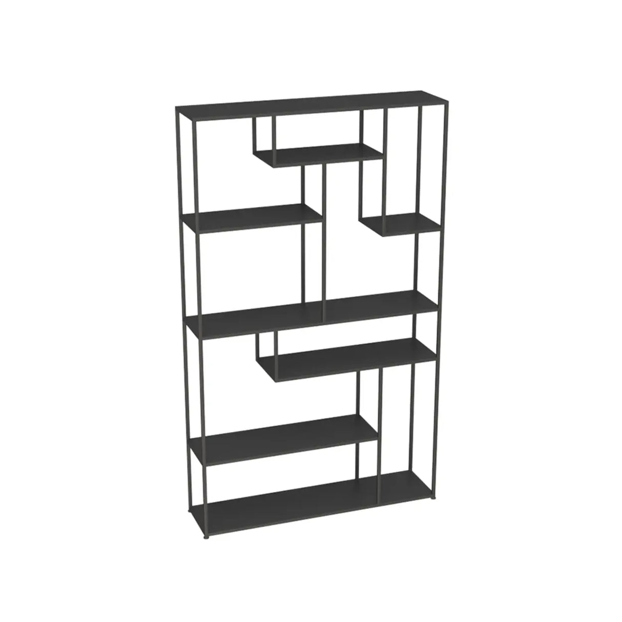 Modern Black Metal Geometric Open Etagere Bookcase Image - 5