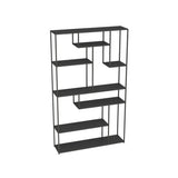 Modern Black Metal Geometric Open Etagere Bookcase Image - 5