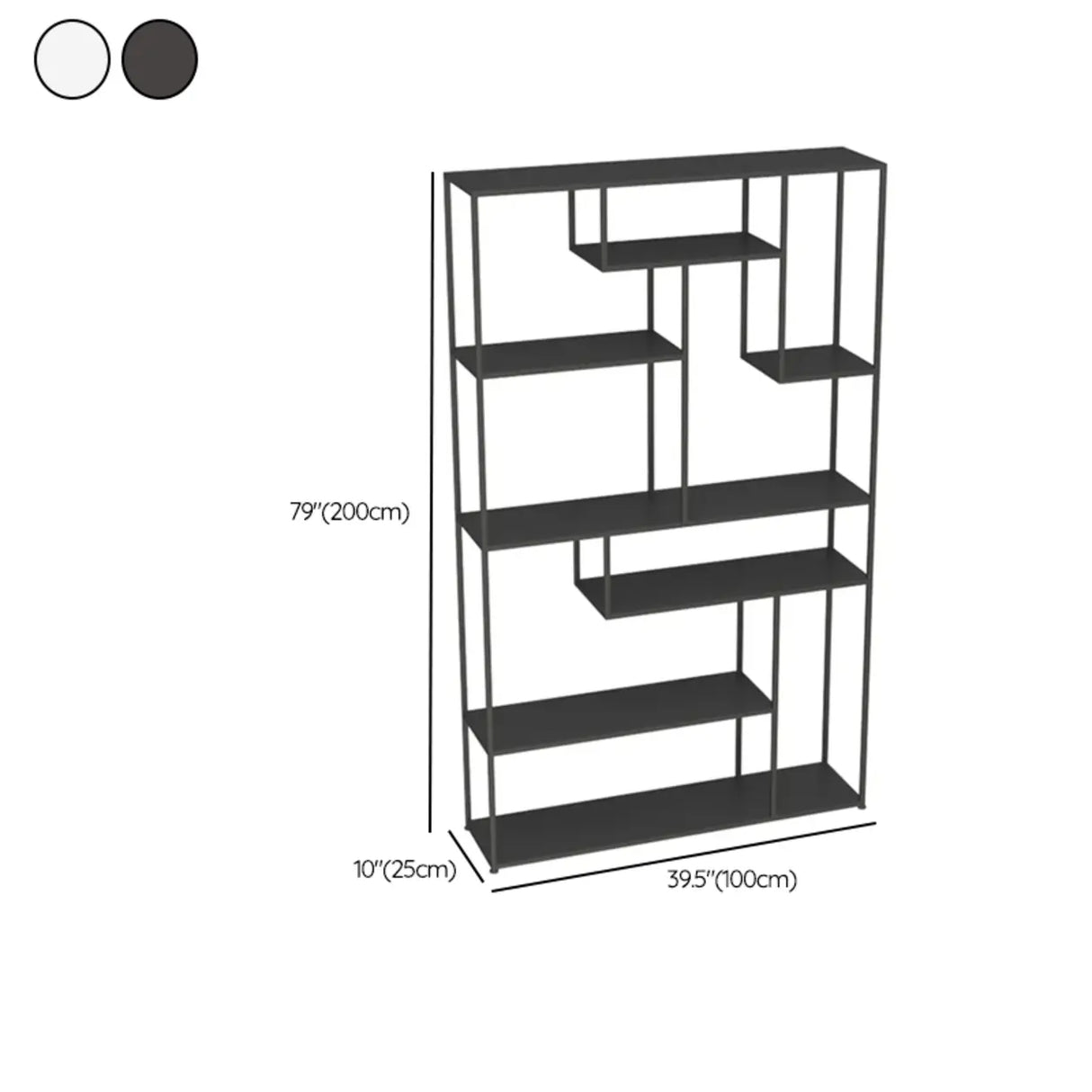 Modern Black Metal Geometric Open Etagere Bookcase Image - 9