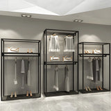Modern Black Metal Large Standing Garment Display Rack Image - 4