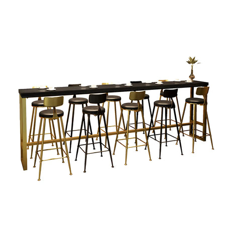 Modern Black Metal Long Bar Table for Cafes Image - 2