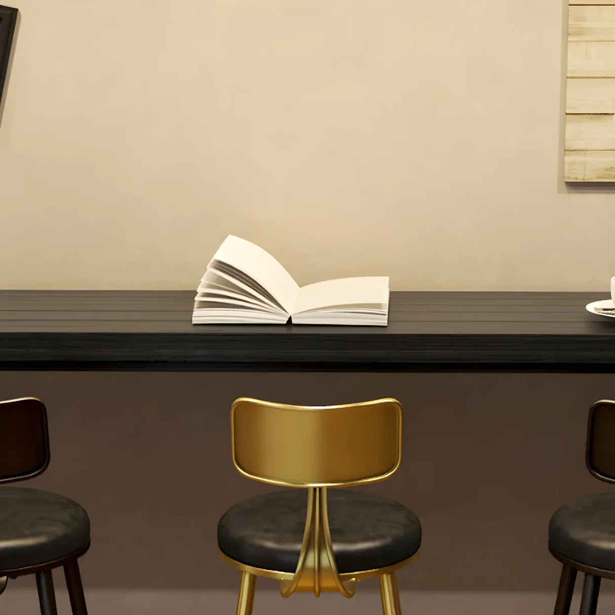 Modern Black Metal Long Bar Table for Cafes Image - 8
