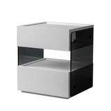 Modern Black Nightstand with Drawer and Clear Open Shelf Image - 3