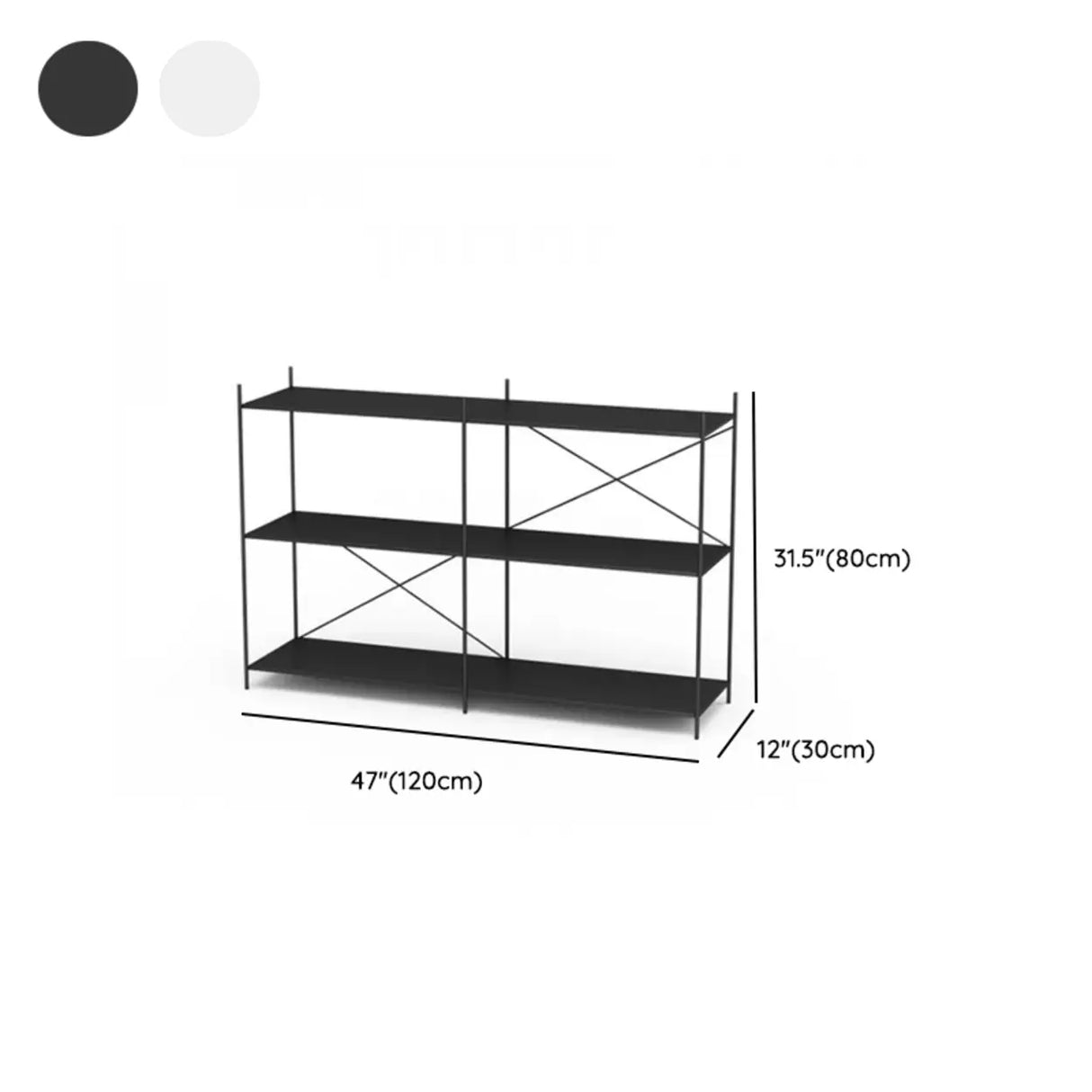 Modern Black Open Back Metal Frame Display Bookshelf 