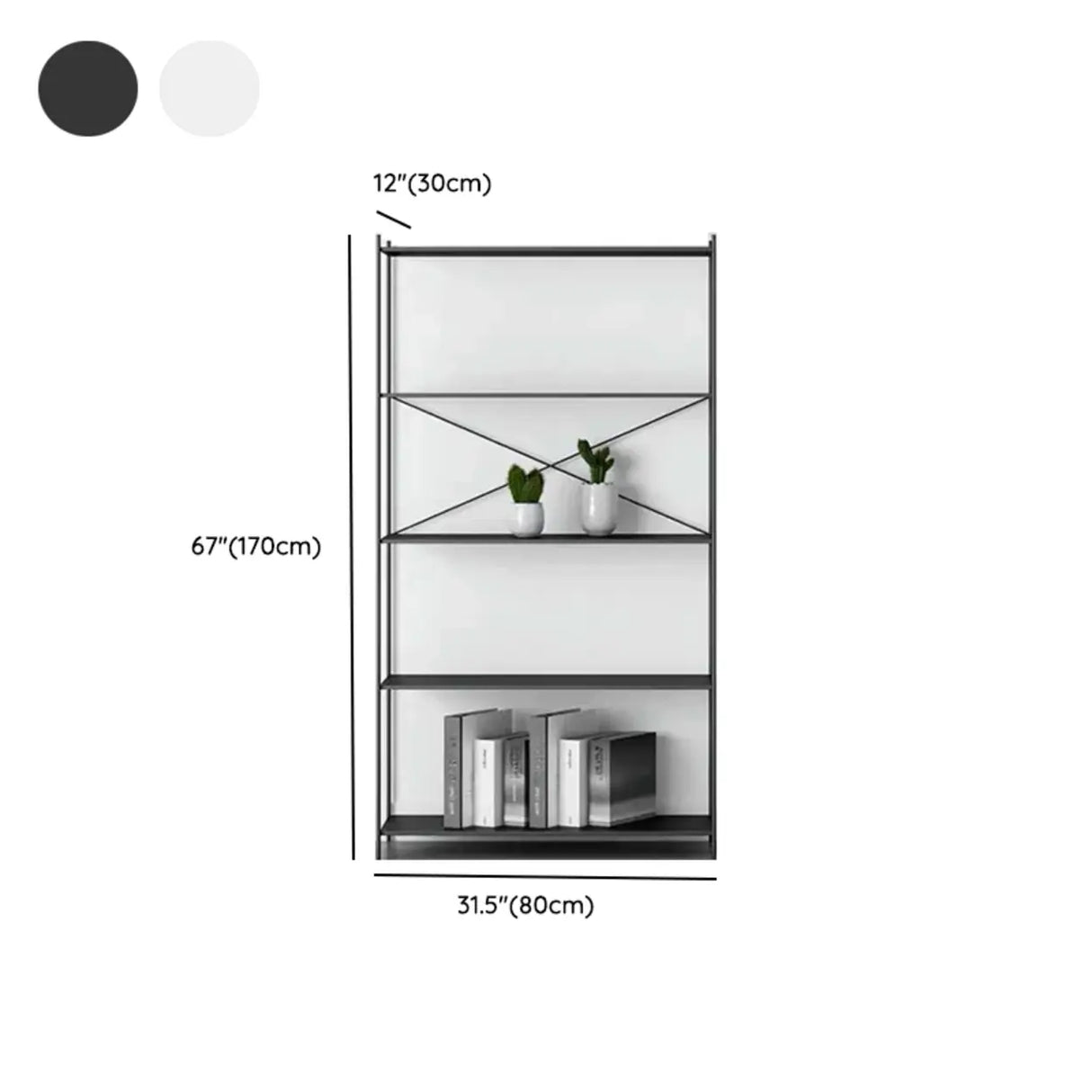 Modern Black Open Back Metal Frame Display Bookshelf Image - 11