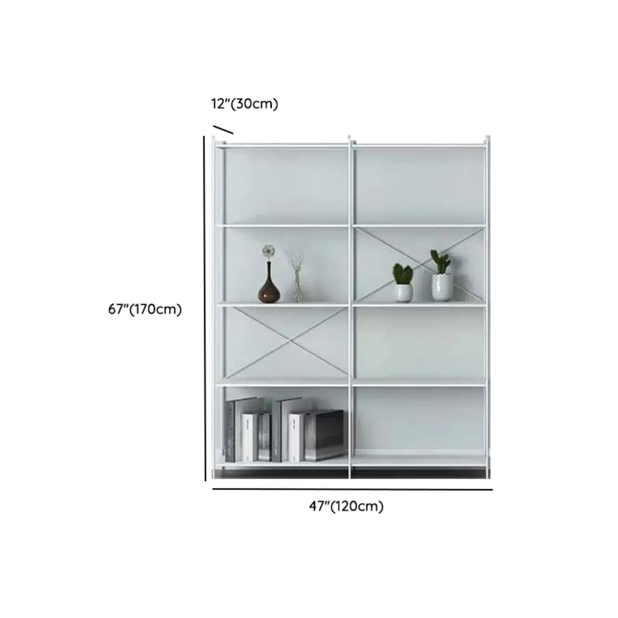 Modern Black Open Back Metal Frame Display Bookshelf Image - 12