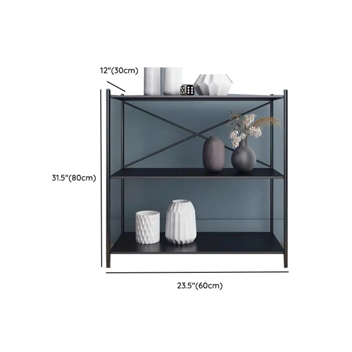 Modern Black Open Back Metal Frame Display Bookshelf Image - 13