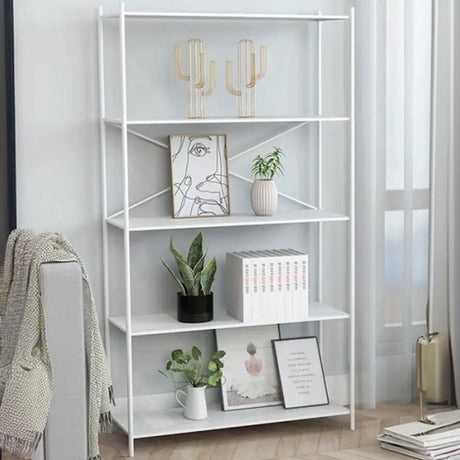 Modern Black Open Back Metal Frame Display Bookshelf Image - 2