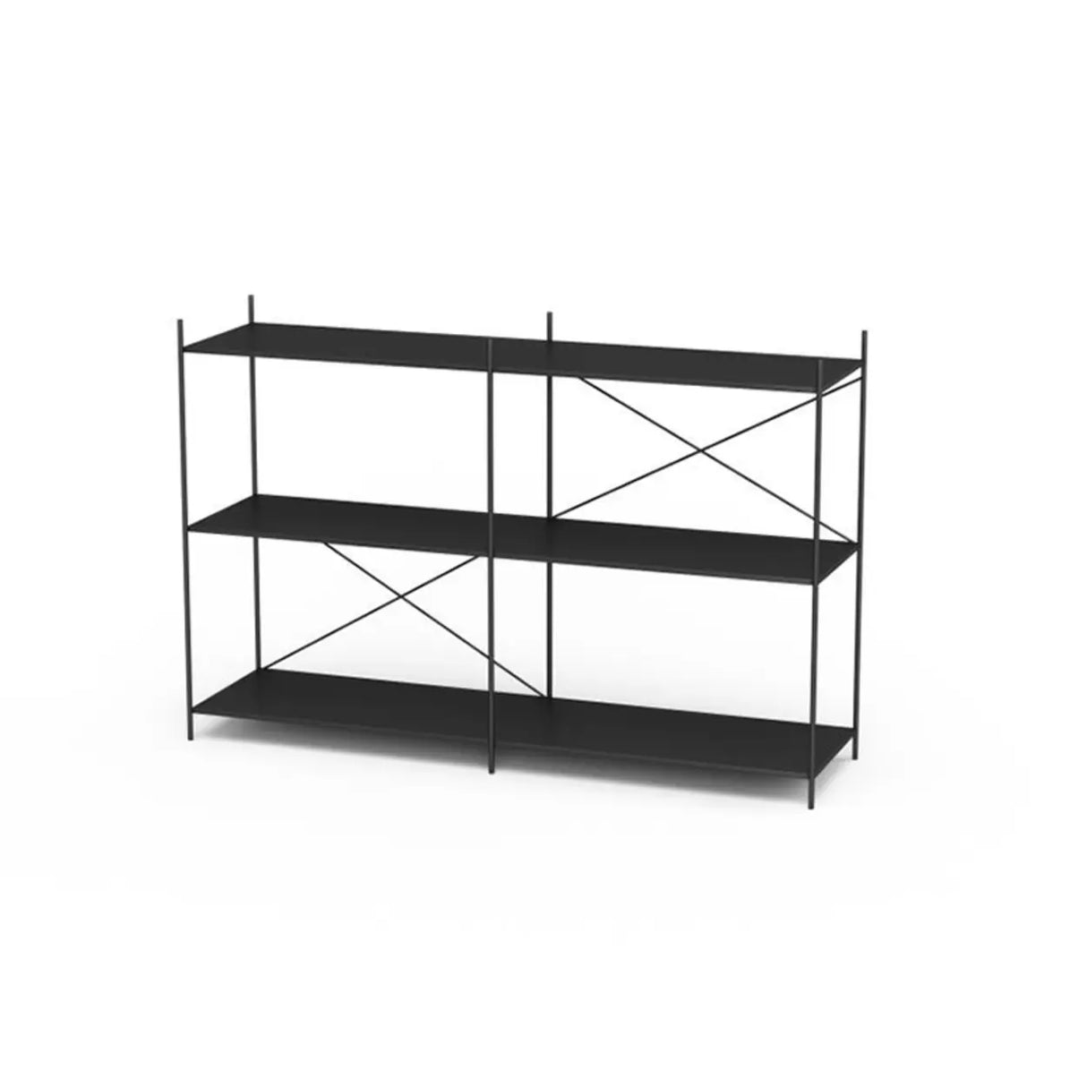 Modern Black Open Back Metal Frame Display Bookshelf Image - 5