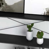 Modern Black Open Back Metal Frame Display Bookshelf Image - 6