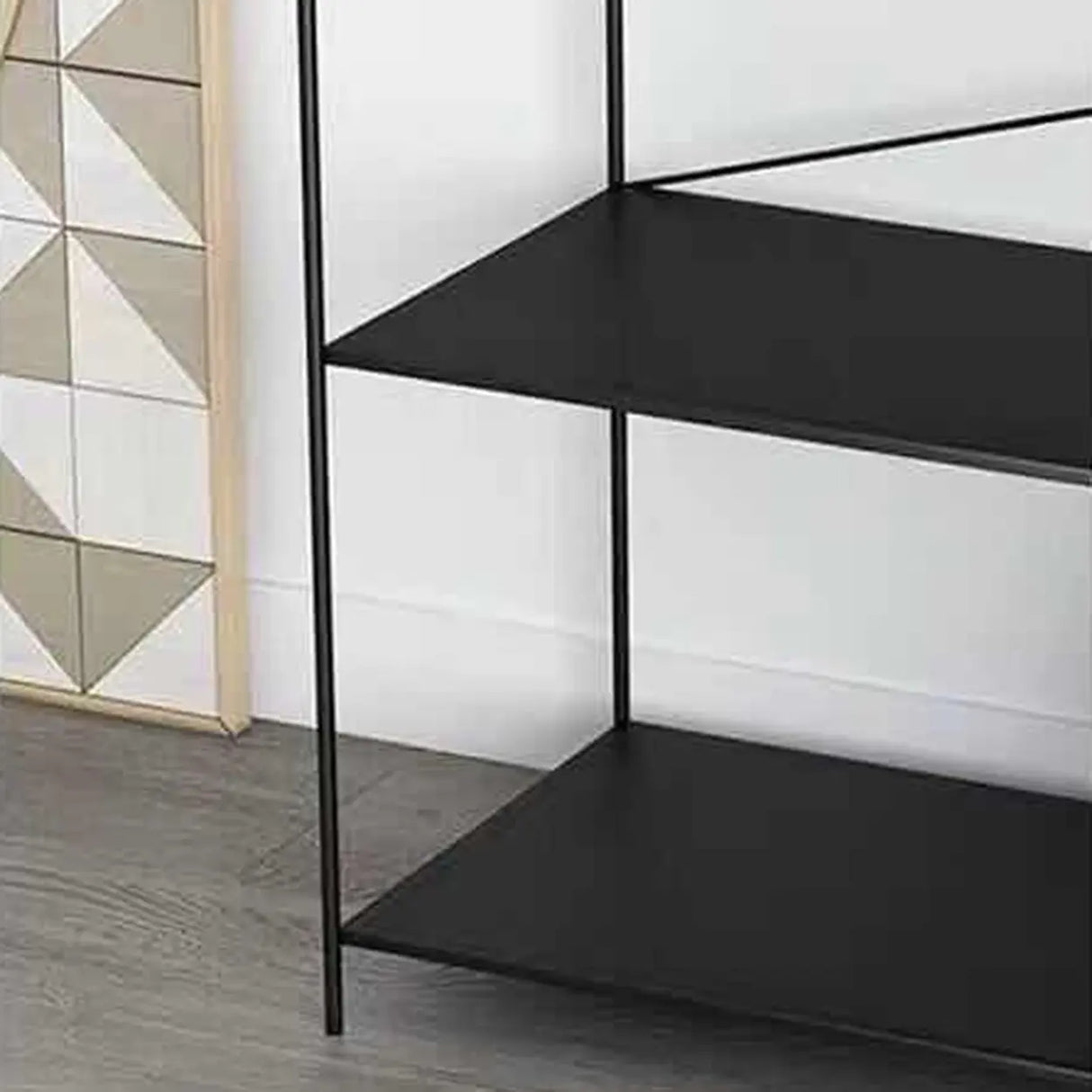 Modern Black Open Back Metal Frame Display Bookshelf Image - 7