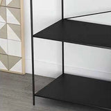 Modern Black Open Back Metal Frame Display Bookshelf Image - 7