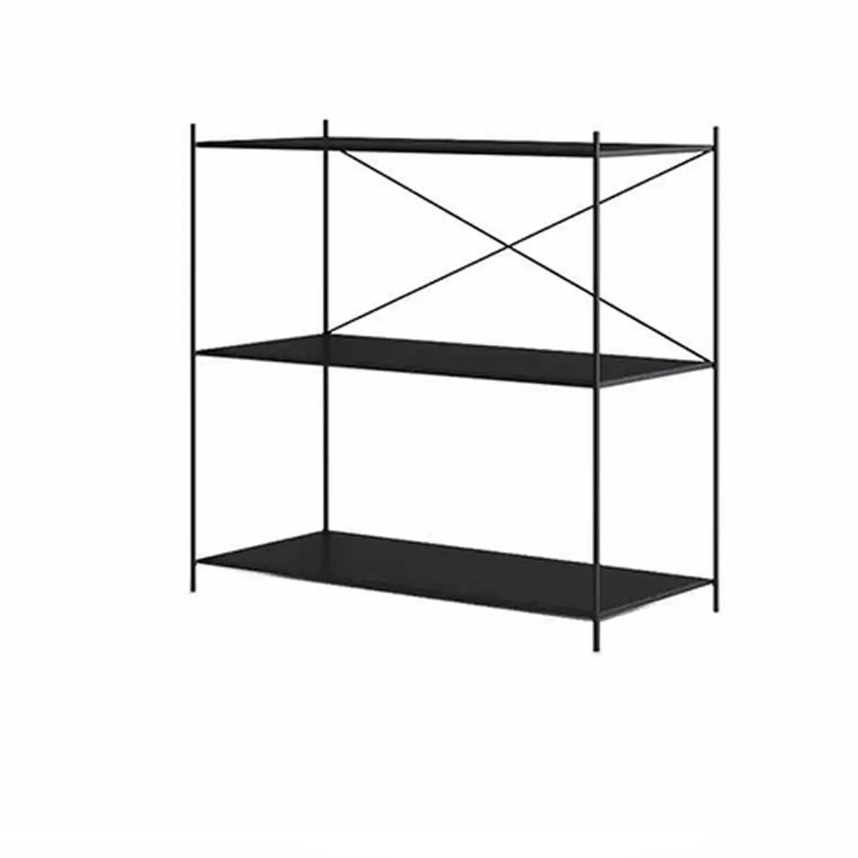 Modern Black Open Back Metal Frame Display Bookshelf Image - 8