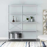 Modern Black Open Back Metal Frame Display Bookshelf Image - 9
