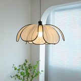 Modern Black Petal Metal Pendant Light Adjustable Cord Image - 1