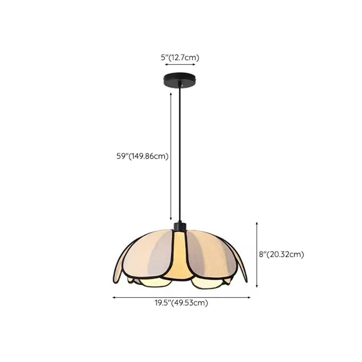 Modern Black Petal Metal Pendant Light Adjustable Cord 