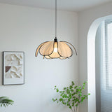 Modern Black Petal Metal Pendant Light Adjustable Cord Image - 5