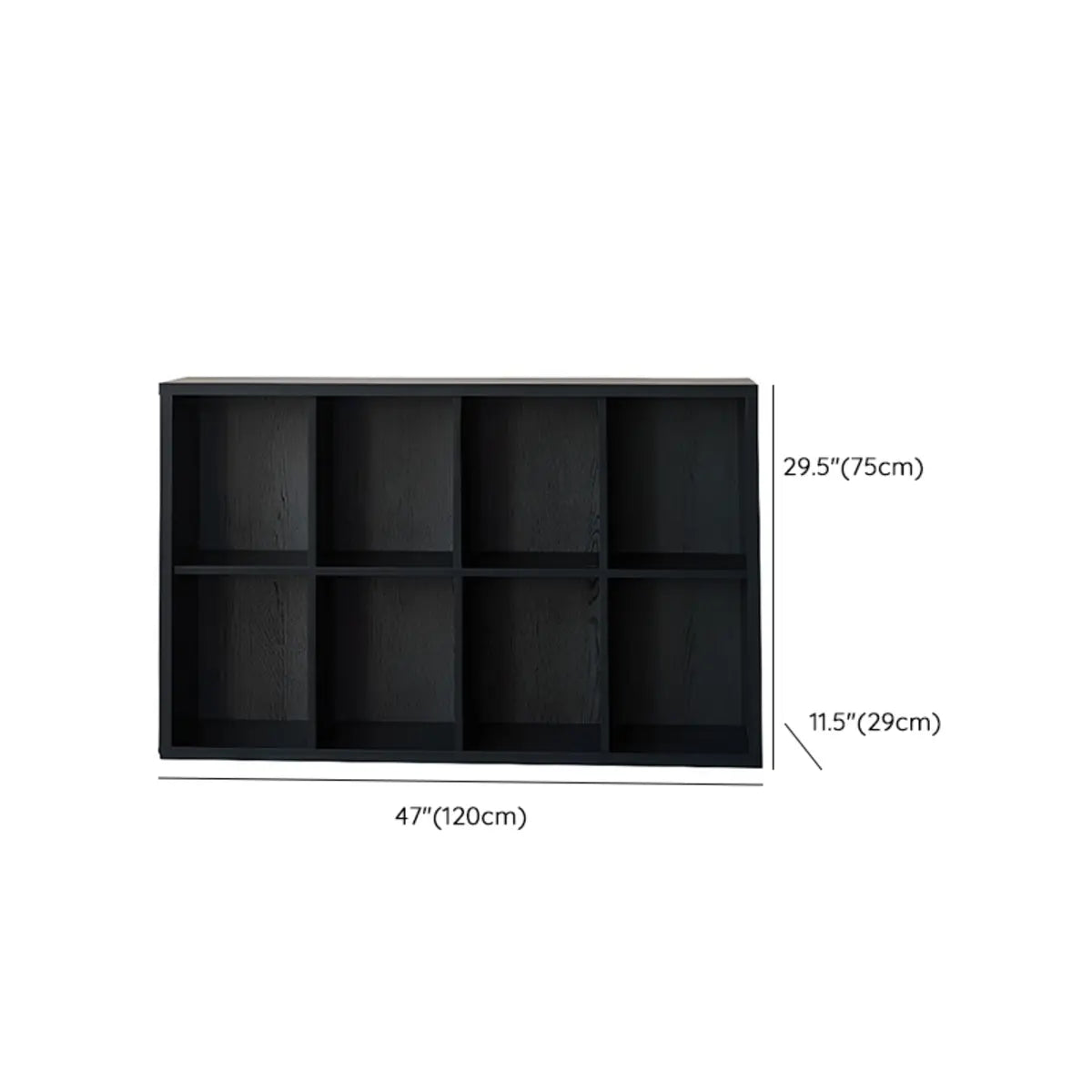 Modern Black Rectangular Cubby Storage Wide Bookcase Image - 13