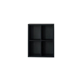 Modern Black Rectangular Cubby Storage Wide Bookcase Image - 2