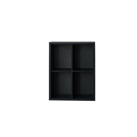 Modern Black Rectangular Cubby Storage Wide Bookcase Image - 2