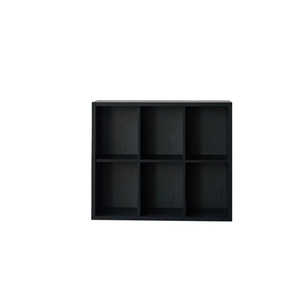 Modern Black Rectangular Cubby Storage Wide Bookcase Image - 3