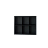 Modern Black Rectangular Cubby Storage Wide Bookcase Image - 3