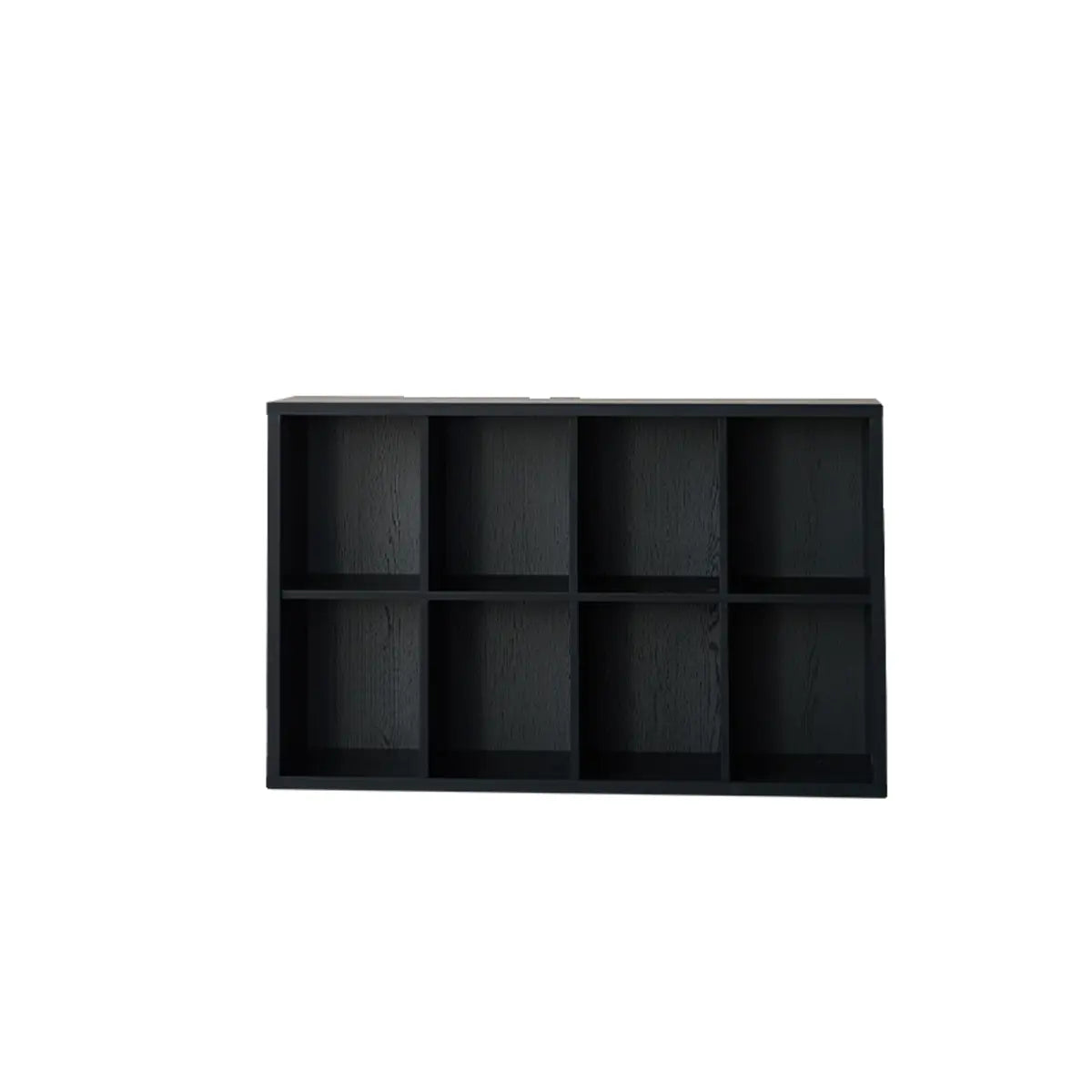 Modern Black Rectangular Cubby Storage Wide Bookcase Image - 5