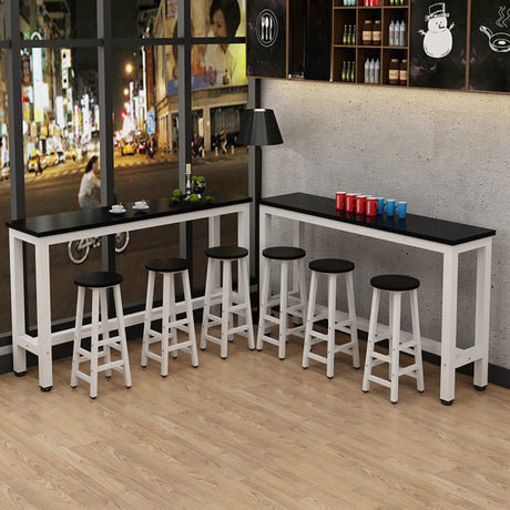 Modern Black Rectangular MDF Bar Table with Footrest Image - 1