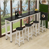 Modern Black Rectangular MDF Bar Table with Footrest Image - 10