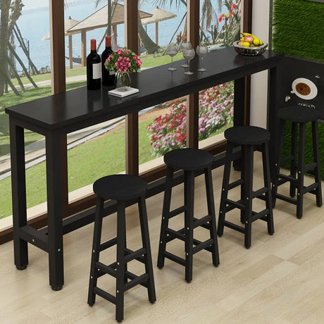 Modern Black Rectangular MDF Bar Table with Footrest Image - 2