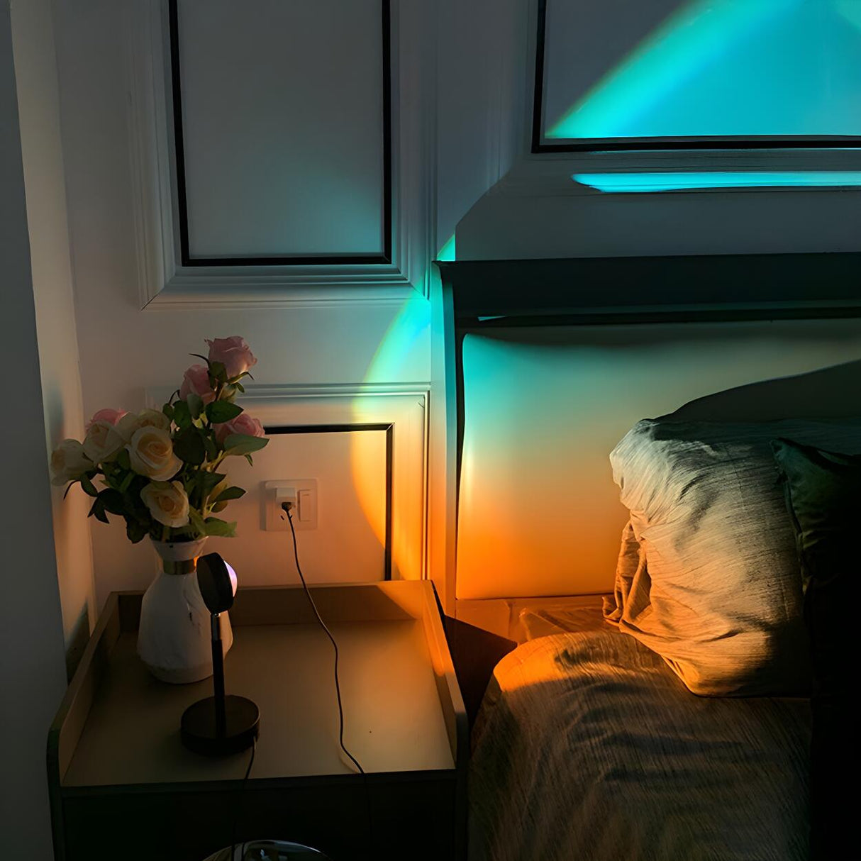 Modern Black Round Bedroom Atmosphere LED Table Lamp Image - 8