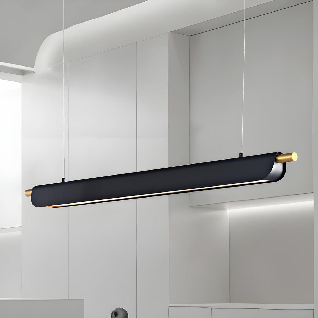 Modern Black Slim Linear LED Island Pendant Light Image - 13