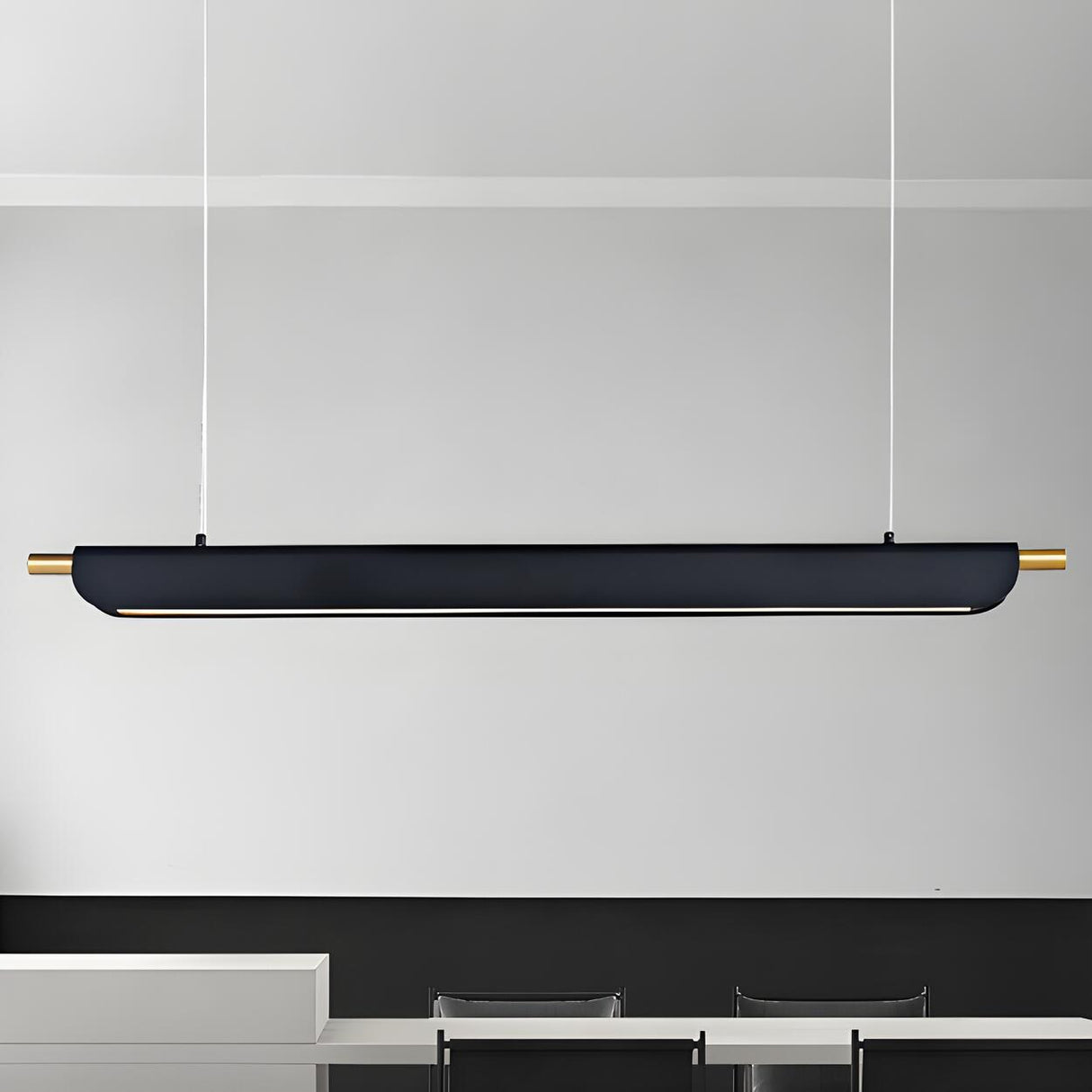 Modern Black Slim Linear LED Island Pendant Light Image - 14