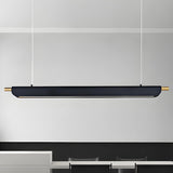 Modern Black Slim Linear LED Island Pendant Light Image - 14