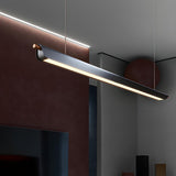 Modern Black Slim Linear LED Island Pendant Light Image - 3
